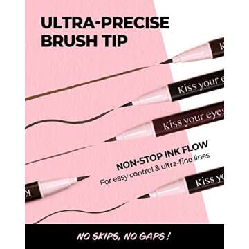 AMTS x True Beauty Edition Waterproof Liquid Natural Black Eyeliner | Kiss Your Eyes K-Beauty | Micro Thin Tip, All-Day Wear, Sweat-proof, Easy Glide, Fast Drying, Long Lasting