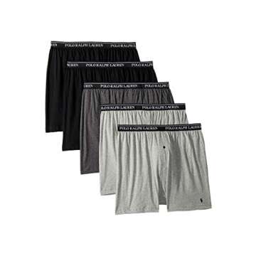 Polo Ralph Lauren Underwear Men's 5 Pack Classic Fit Boxer Briefs, Black/Charcoal/Grey, M