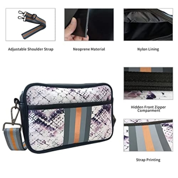NIDOOT Crossbody Bags For Women,Neoprene Bag,Neoprene Crossbody Bag,Messenger Bag Neoprene Tote Bag, Women Gifts Ideas(Snake Pattern)