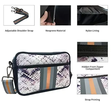 NIDOOT Crossbody Bags For Women,Neoprene Bag,Neoprene Crossbody Bag,Messenger Bag Neoprene Tote Bag, Women Gifts Ideas(Snake Pattern)