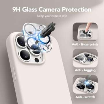 GONEZ for iPhone 14 Pro Max Case Silicone, Compatible with MagSafe, with Screen Protector + Camera Lens Protector, Liquid Silicone Shockproof Protective iPhone 14 ProMax Case 6.7", Stone