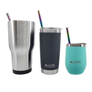 Luxe Hydration Telescopic Metal Straw – Reusable, Portable, Collapsible [Rainbow] Stainless Steel ...