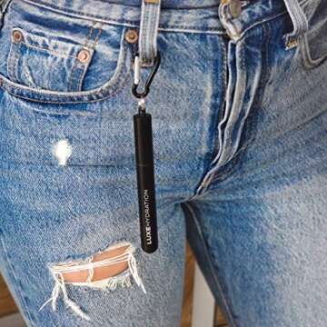 Luxe Hydration Telescopic Metal Straw – Reusable, Portable, Collapsible [Rainbow] Stainless Steel Drinking Straw with Aluminum Key Chain Case and Cleaning Brush for Travel (Rose Gold)