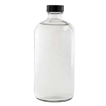 Yarlung 4 Pack 16 Oz Glass Pump Bottles, Clear Refillable Containers Glass Soap Dispenser for Essential Oils, Lotions, Cleaning Products, 4 Black Caps 6 Labels