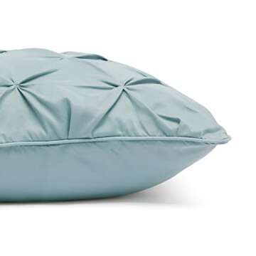 Amazon Basics Queen Size Comforter Sets, All-Season Down-Alternative 3-Piece Bedding Set, Pinch Pleat With Piped Edges Design, Full/Queen Size, Spa Blue