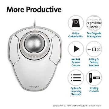 Kensington Orbit Trackball Mouse with Scroll Ring (White) (K72500WW)