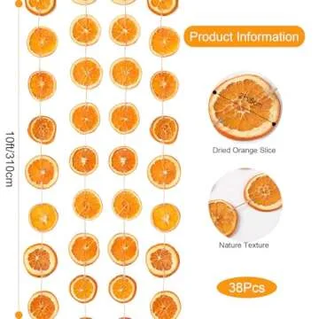 Christmas Decorations, 10ft Dried Orange Slice Christmas Garland, Rustic Orange Garland for Mantle Front Door Fireplace Home Wall Doorway Window Christmas Tree Porch Farmhouse Indoor Decor