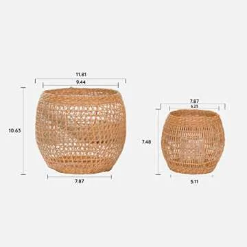 Woven Seagrass Lanterns Set - Boho Decorative Lighting