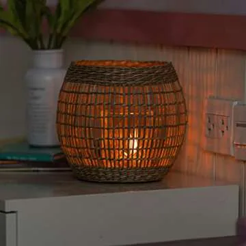 Woven Seagrass Lanterns Set - Boho Decorative Lighting