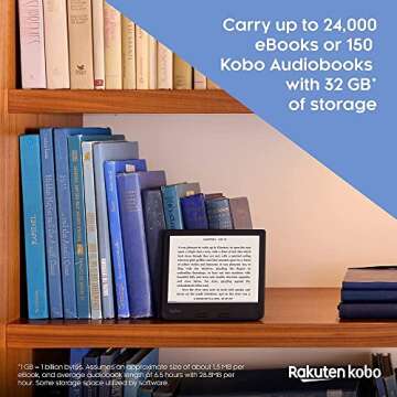 Kobo Libra 2 | eReader | 7” Glare Free Touchscreen | Waterproof | Adjustable Brightness and Color Temperature | Blue Light Reduction | eBooks | WiFi | 32GB of Storage | Carta E Ink Technology | White
