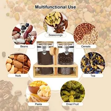 45oz Airtight Glass Coffee Canisters with Bamboo Lids, Scoop, and Spoons - BPA Free Storage Jars