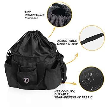 Harrison Howard Versatile Horse Grooming Tote in Black