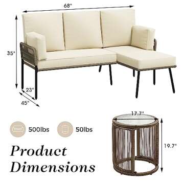 Green4ever Outdoor Sectional Set with Detachable Lounger