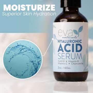 Eva Naturals Pure Hyaluronic Acid Serum For Face - Facial Serum - Wrinkles and Fine Lines - Perfect ...