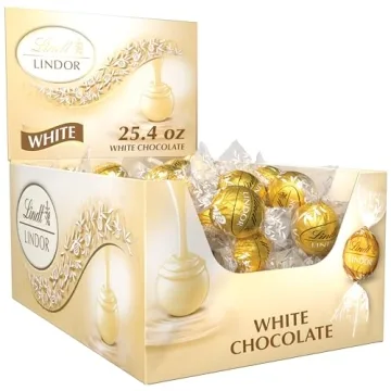 Lindt LINDOR White Chocolate Candy Truffles, Rich Gourmet Treat with Truffle Center, 60 Count