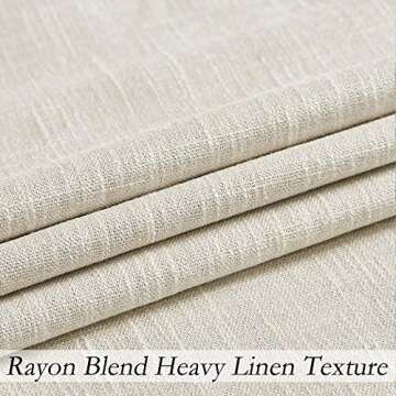 Beige Solid Moderate Blackout Curtain Heavy Linen Texture Room Darkening Window Treatment for Bedroom Noise Reducing Drapes 8 Grommets Top for Living Room with Liner, Beige 50" x 84", 1 Piece
