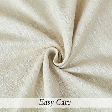 Beige Solid Moderate Blackout Curtain Heavy Linen Texture Room Darkening Window Treatment for Bedroom Noise Reducing Drapes 8 Grommets Top for Living Room with Liner, Beige 50" x 84", 1 Piece