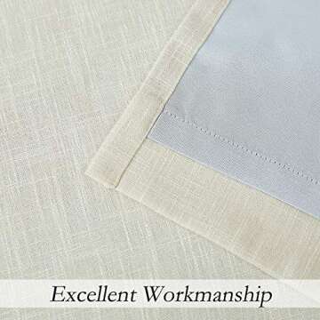 Beige Solid Moderate Blackout Curtain Heavy Linen Texture Room Darkening Window Treatment for Bedroom Noise Reducing Drapes 8 Grommets Top for Living Room with Liner, Beige 50" x 84", 1 Piece