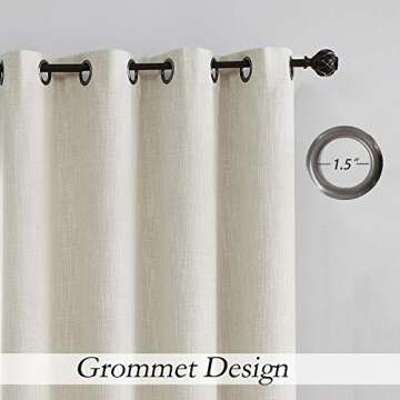 Beige Solid Moderate Blackout Curtain Heavy Linen Texture Room Darkening Window Treatment for Bedroom Noise Reducing Drapes 8 Grommets Top for Living Room with Liner, Beige 50" x 84", 1 Piece