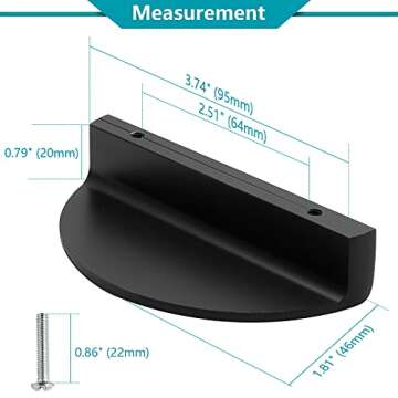 Zorfeter 2-1/2 inch Drawer Pulls, 4PCS Matte Black Half Moon Cabinet Pull Handles Semicircle Knobs w...
