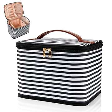 OCHEAL Travel Makeup Bag, Cosmetic Bags for Women Makeup Case Organizer Large Capacity Travel Toiletry Bag Storage Bags with Divider and Handle for Cosmetics Toiletries Brushes Tools- Black