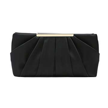 CHARMING TAILOR Clutch Evening Bag Elegant Pleated Satin Formal Handbag Simple Classy Purse for Wome...