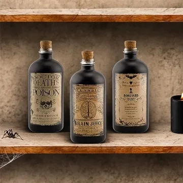 Stylish Black 16-Oz Glass Apothecary Bottles for DIY
