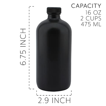 Stylish Black 16-Oz Glass Apothecary Bottles for DIY