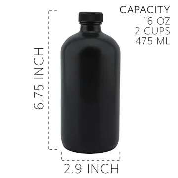 Stylish Black 16-Oz Glass Apothecary Bottles for DIY