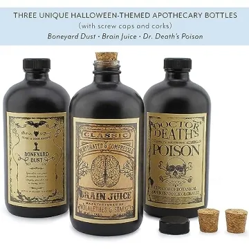 Stylish Black 16-Oz Glass Apothecary Bottles for DIY