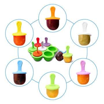 Silicone Popsicle Molds 7-cavity DIY Ice Pop Mold with Colorful Sticks For egg biting ice cream mold...