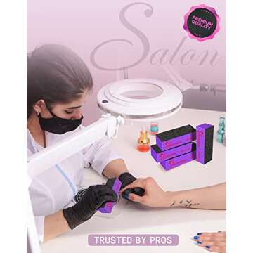 Maryton Nail Buffer Sanding Block Polisher Buffing File 60/100 Grit for Acrylic Nail Art Kit Manicure Tools 10 PCS (Black Purple)