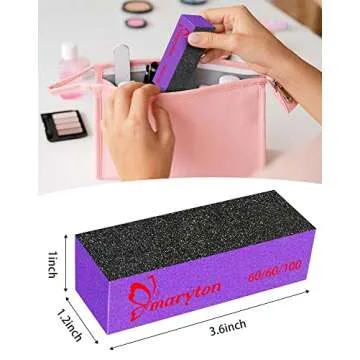 Maryton Nail Buffer Sanding Block Polisher Buffing File 60/100 Grit for Acrylic Nail Art Kit Manicure Tools 10 PCS (Black Purple)