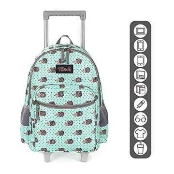 Tilami Rolling Backpack 18 inch Double Handle Wheeled Boys Girls Travel School Children Luggage Todd...