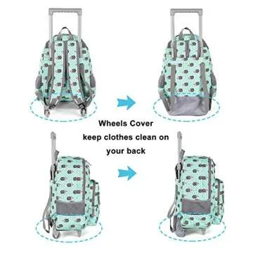 Tilami Rolling Backpack 18 inch Double Handle Wheeled Boys Girls Travel School Children Luggage Toddler Trip, Hedgehog