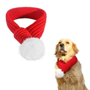 Stylish PEDOMUS Dog Christmas Scarf for Dogs and Cats - Large Red Pet Apparel