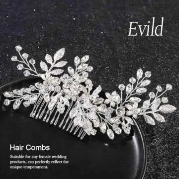Evild Rhinestone Wedding Hair Comb - Elegant Flower Bead Accessories for Bridesmaids