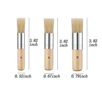 YIUIRUOI 3 Sets of Pig Bristle Brush Set, Art Painting Wooden Brush with Short Handle, Suitable for ...