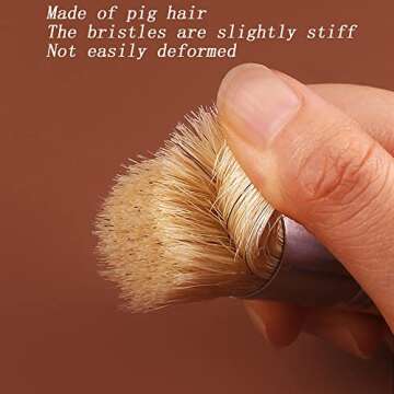 YIUIRUOI 3 Sets of Pig Bristle Brush Set, Art Painting Wooden Brush with Short Handle, Suitable for Oil Painting/Acrylic Painting