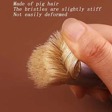 YIUIRUOI 3 Sets of Pig Bristle Brush Set, Art Painting Wooden Brush with Short Handle, Suitable for Oil Painting/Acrylic Painting