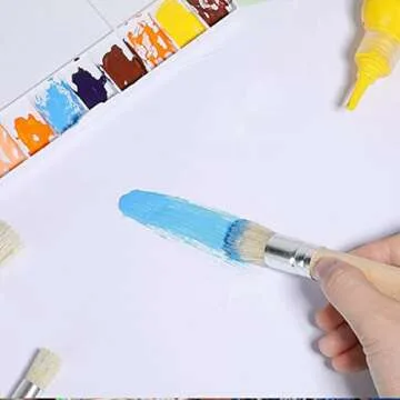 YIUIRUOI 3 Sets of Pig Bristle Brush Set, Art Painting Wooden Brush with Short Handle, Suitable for Oil Painting/Acrylic Painting