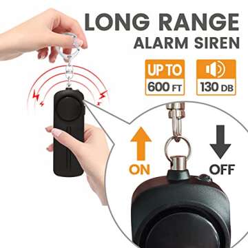 130dB Personal Alarm with LED Light for Women and Kids