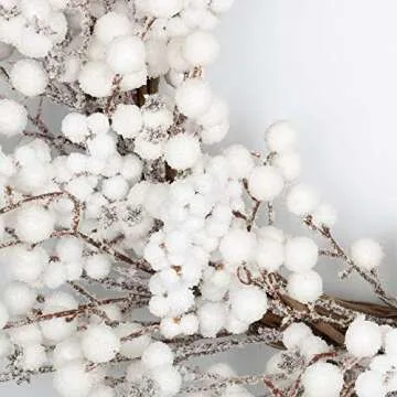 22 inches Artificial Christmas Wreath Winter Wreath for Front Door White Berry Wreath with Artificial Snow for Wall and Window Decorations