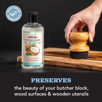 CLARK'S Coconut Cutting Board Oil - Refined for Kitchen Countertops - Butcher Blocks - Wooden Bowls ...