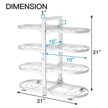 PXRACK Pots and Pans Organizer for Cabinet, 8 Tier Adjustable Pot and Pan Organizer Rack for Kitchen Under Cabinet Organization & Storage, Heavy Duty 21" Height Pot Organizer for Big Stockpots
