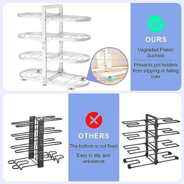 PXRACK Pots and Pans Organizer for Cabinet, 8 Tier Adjustable Pot and Pan Organizer Rack for Kitchen Under Cabinet Organization & Storage, Heavy Duty 21" Height Pot Organizer for Big Stockpots