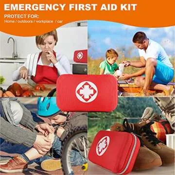 Small First Aid Kit, 300PCS Essential Emergency Trauma Medical Supplies Packed in a Red Waterproof Box, Perfect for Car Home Office Travel Outdoor Camping Hiking (Red)