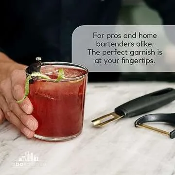 A Bar Above Premium Quality Channel Knife, Stainless Steel Bar Tool, Garnish for Cocktail Mixers, Lemon Zester, and Fruit Peeler, Professional Grade Bar Accessory, Gold