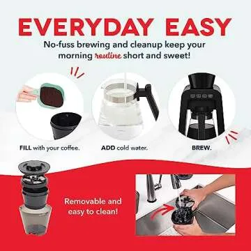 DASH Rapid Cold Brew Maker with VacuPress™ Technology with Glass Carafe for 40 Ounces of Instant Fresh Cold Brew Coffee or Iced Tea