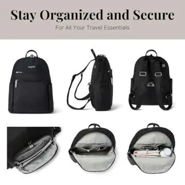 Securtex® Anti-theft Vacation Travel Backpack 10x13" Slash-Resistant Nylon Daypack w/RFID, Black